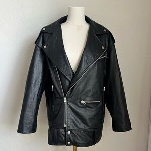 “INCH” Real Sheepskin Black Leather Jacket